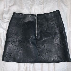 Star Embroidered Leather Skirt Size 10